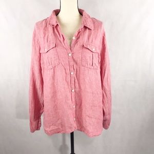 Pink Button Down 100% linen long sleeves